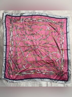 Vintage BOGNAR BLU Italy Silk Equestrian Scarf – Pink